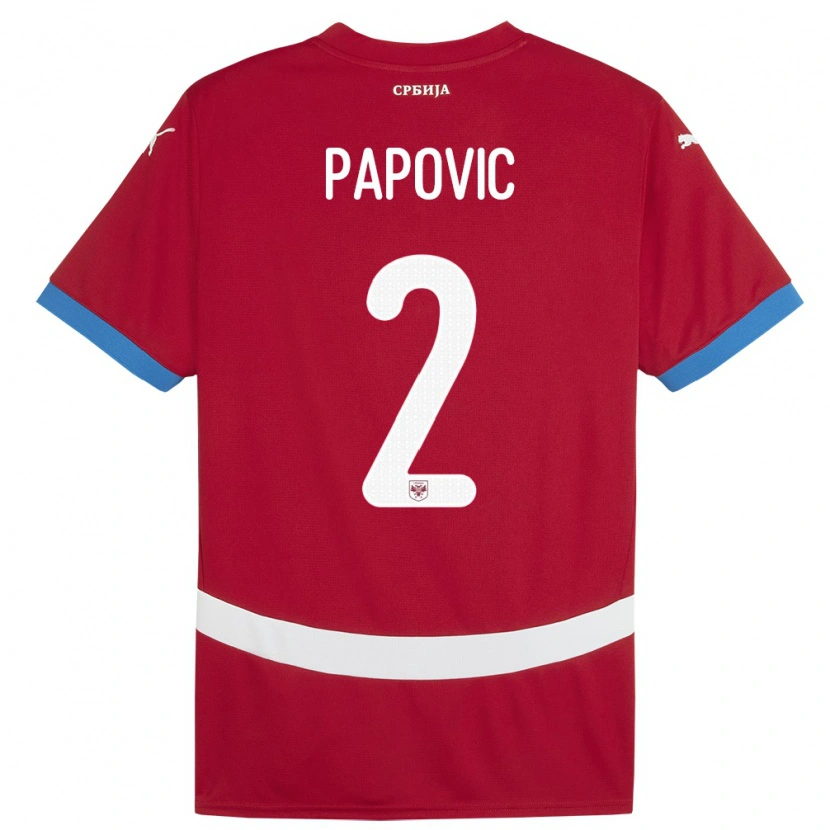 Danxen Homme Maillot Serbie Niksa Papovic #2 Rouge Tenues Domicile 24-26 T-Shirt