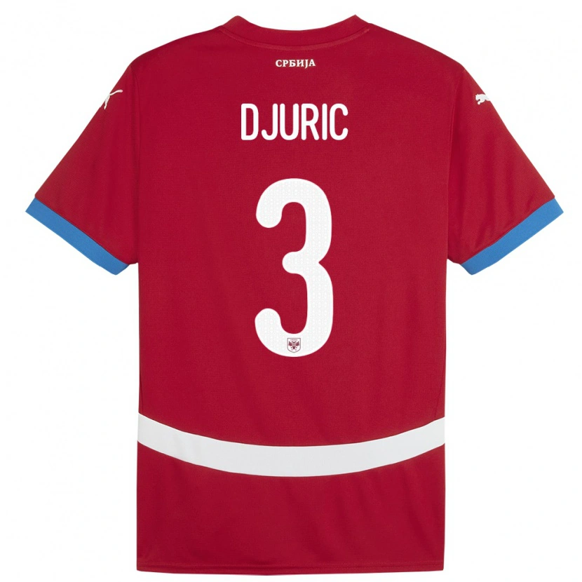 Danxen Homme Maillot Serbie David Djuric #3 Rouge Tenues Domicile 24-26 T-Shirt