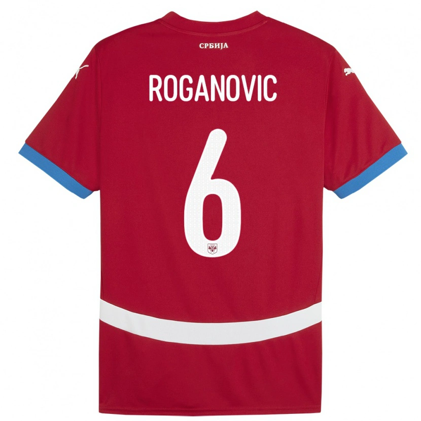 Danxen Homme Maillot Serbie Vuk Roganovic #6 Rouge Tenues Domicile 24-26 T-Shirt