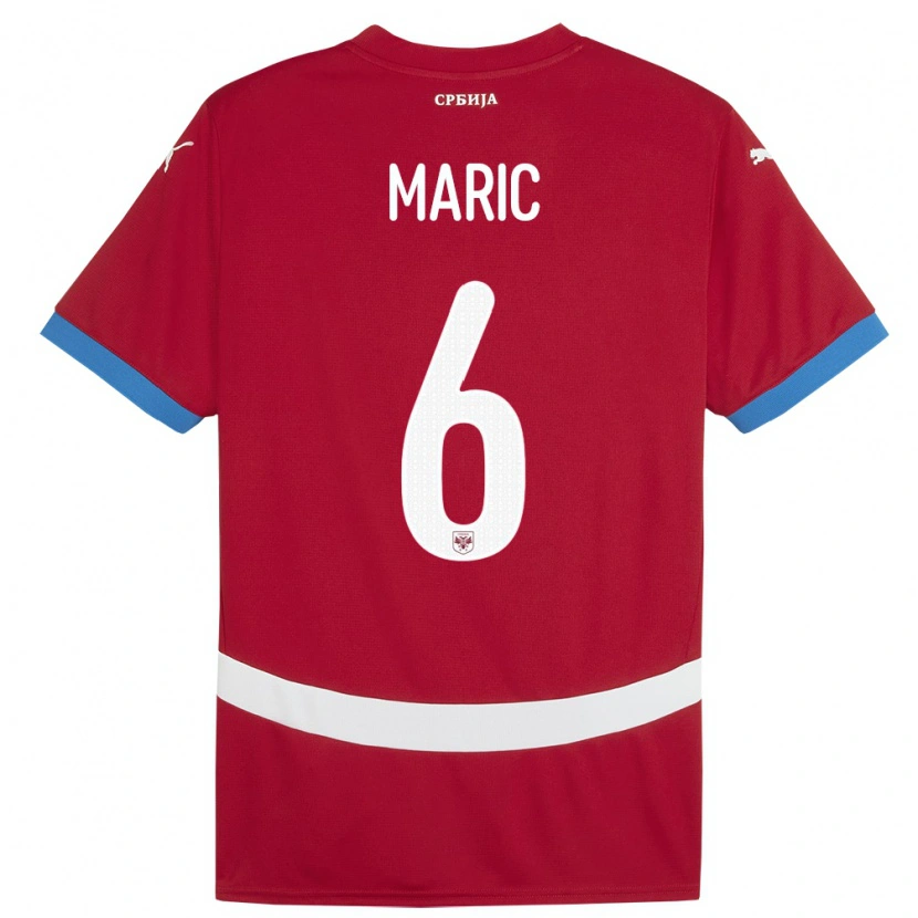 Danxen Homme Maillot Serbie Andrew Maric #6 Rouge Tenues Domicile 24-26 T-Shirt