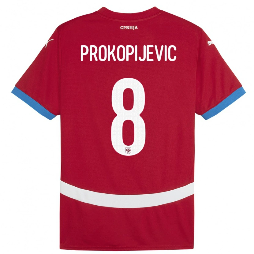 Danxen Homme Maillot Serbie Mateja Prokopijevic #8 Rouge Tenues Domicile 24-26 T-Shirt