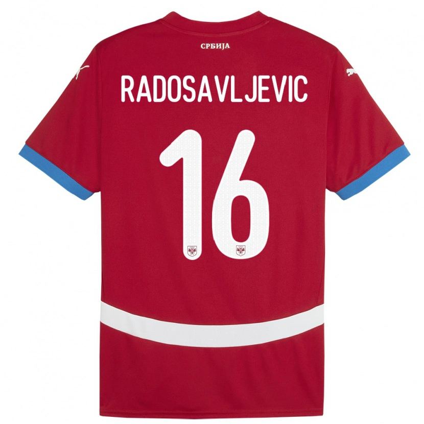 Danxen Homme Maillot Serbie Lazar Radosavljevic #16 Rouge Tenues Domicile 24-26 T-Shirt