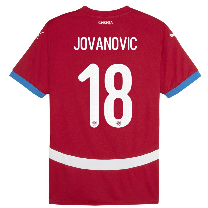 Danxen Homme Maillot Serbie Dusan Jovanovic #18 Rouge Tenues Domicile 24-26 T-Shirt