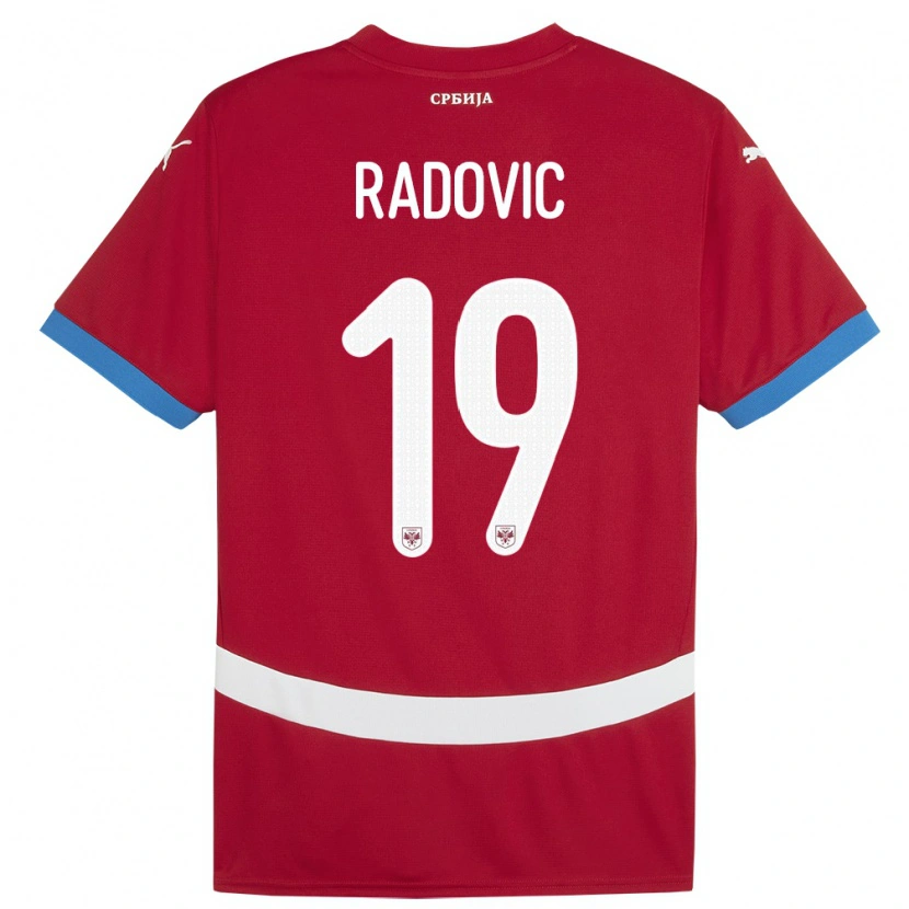 Danxen Homme Maillot Serbie Dusan Radovic #19 Rouge Tenues Domicile 24-26 T-Shirt