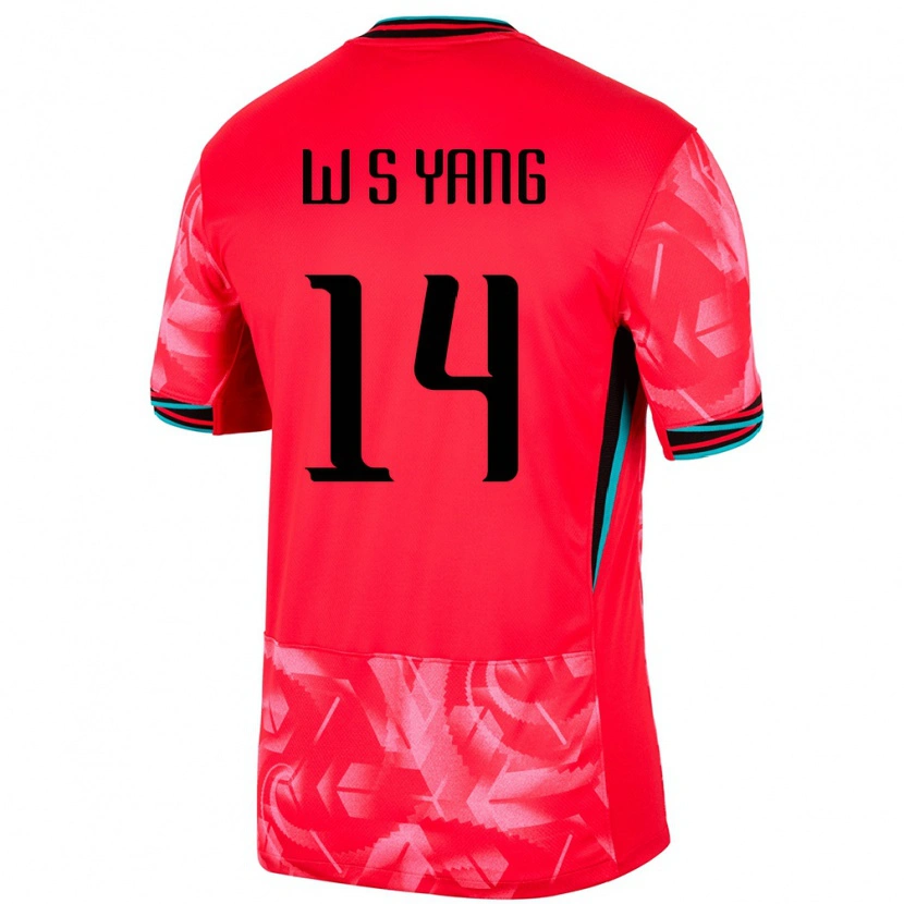 Danxen Homme Maillot Corée Du Sud Si-Woo Yang #14 Rouge Tenues Domicile 24-26 T-Shirt