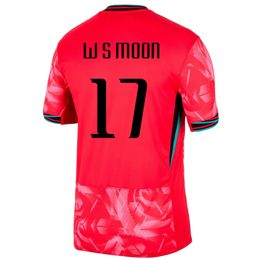 Danxen Homme Maillot Corée Du Sud Seong-Woo Moon #17 Rouge Tenues Domicile 24-26 T-Shirt
