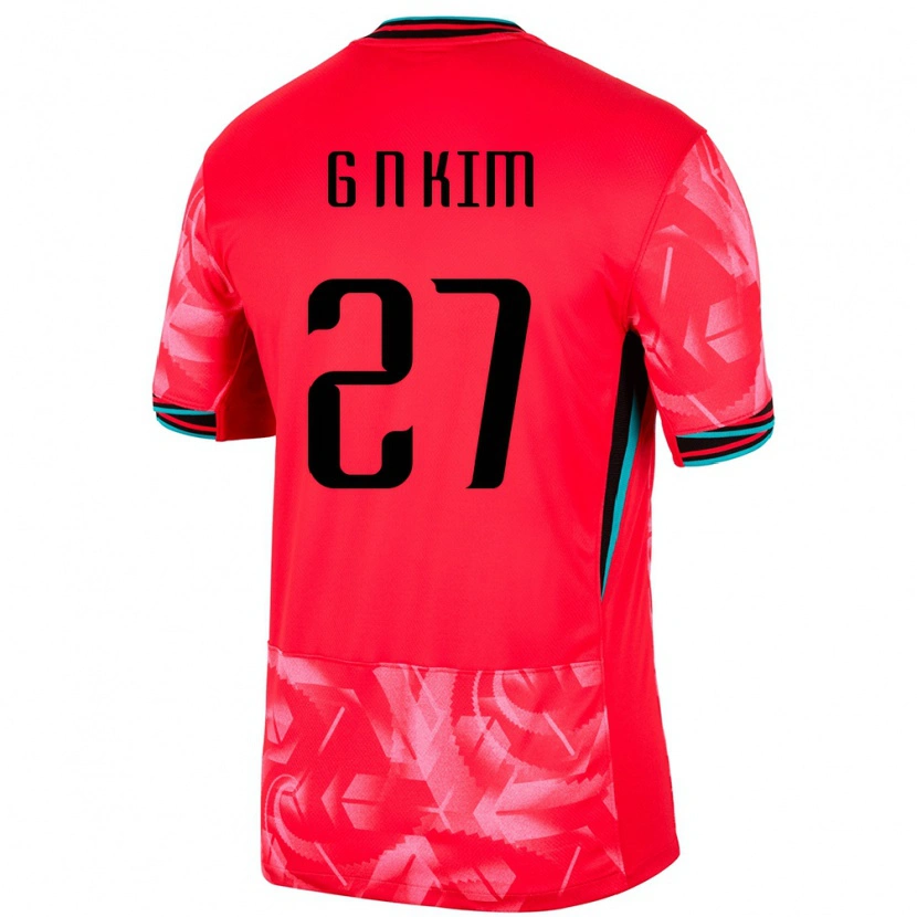 Danxen Homme Maillot Corée Du Sud Gun-Nam Kim #27 Rouge Tenues Domicile 24-26 T-Shirt