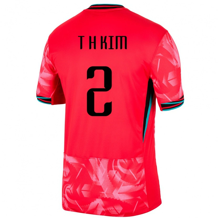 Danxen Homme Maillot Corée Du Sud Tae-Hwan Kim #2 Rouge Tenues Domicile 24-26 T-Shirt