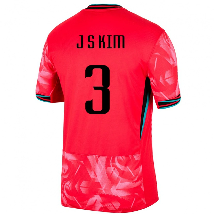 Danxen Homme Maillot Corée Du Sud Jin-Su Kim #3 Rouge Tenues Domicile 24-26 T-Shirt
