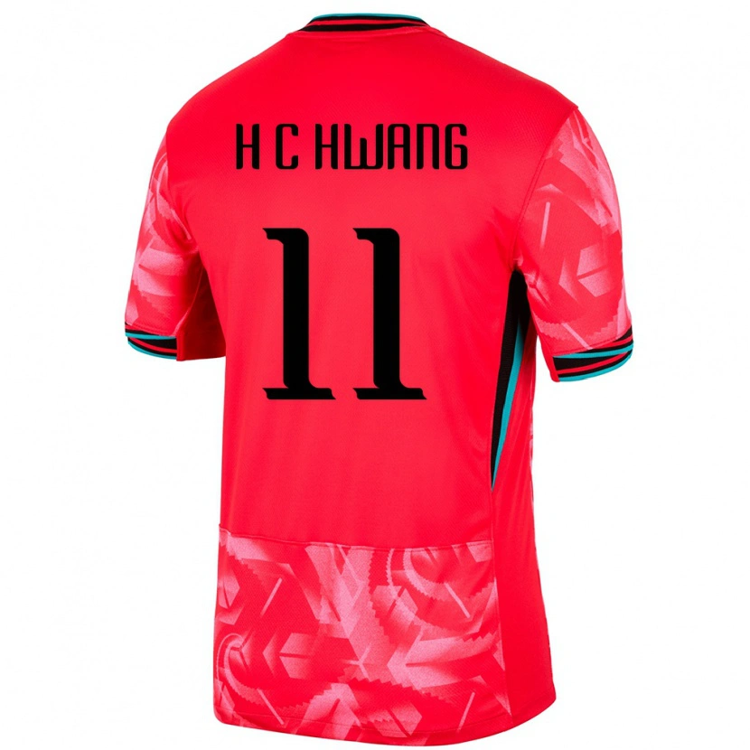 Danxen Homme Maillot Corée Du Sud Hee-Chan Hwang #11 Rouge Tenues Domicile 24-26 T-Shirt