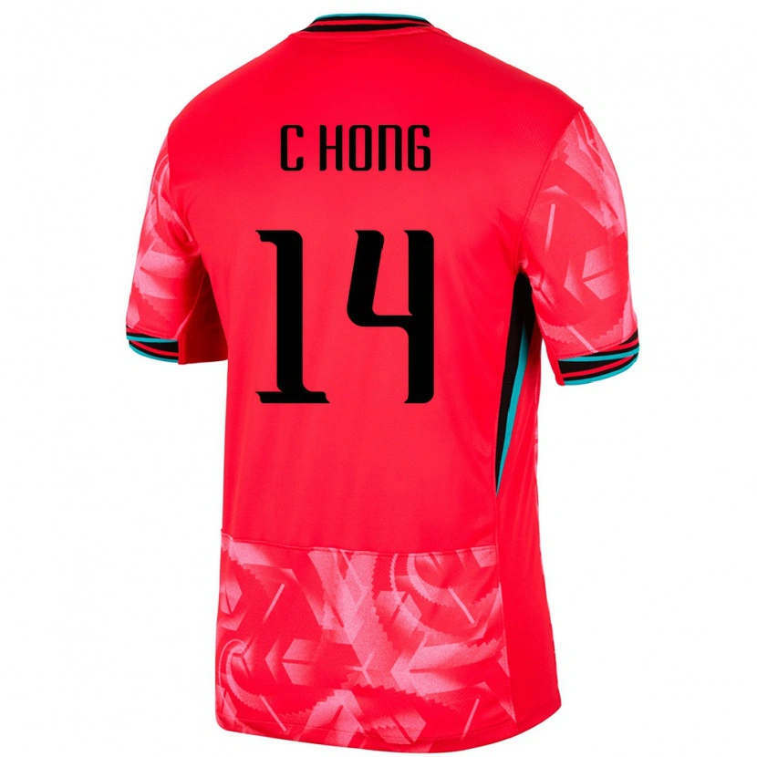 Danxen Homme Maillot Corée Du Sud Chul Hong #14 Rouge Tenues Domicile 24-26 T-Shirt