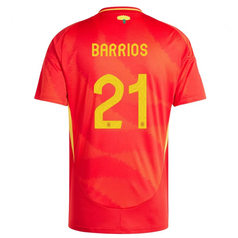 Danxen Homme Maillot Espagne Pablo Barrios #21 Rouge Tenues Domicile 24-26 T-Shirt