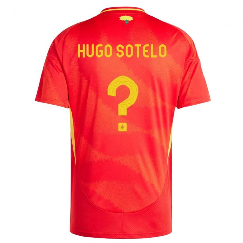 Danxen Homme Maillot Espagne Hugo Sotelo #0 Rouge Tenues Domicile 24-26 T-Shirt