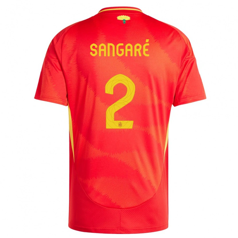 Danxen Homme Maillot Espagne Buba Sangaré #2 Rouge Tenues Domicile 24-26 T-Shirt