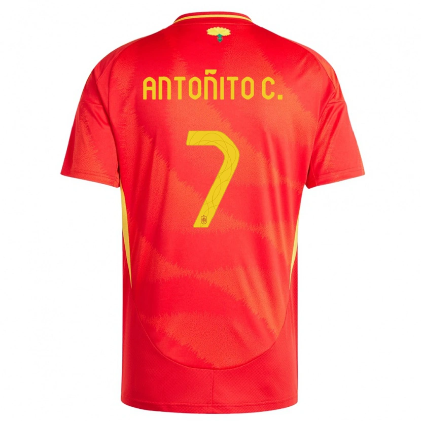Danxen Homme Maillot Espagne Antoñito Cordero #7 Rouge Tenues Domicile 24-26 T-Shirt