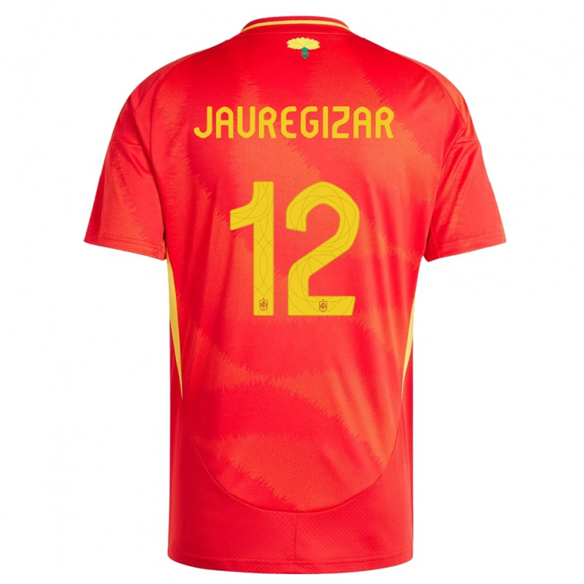 Danxen Homme Maillot Espagne Mikel Jauregizar #12 Rouge Tenues Domicile 24-26 T-Shirt
