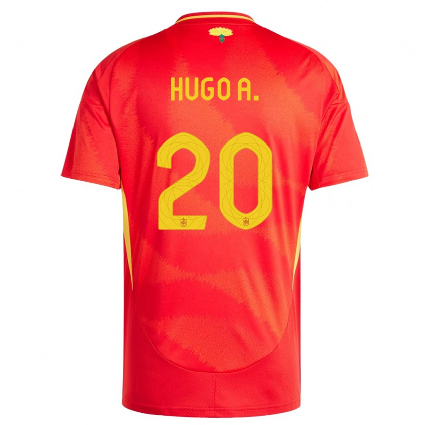 Danxen Homme Maillot Espagne Hugo Álvarez #20 Rouge Tenues Domicile 24-26 T-Shirt