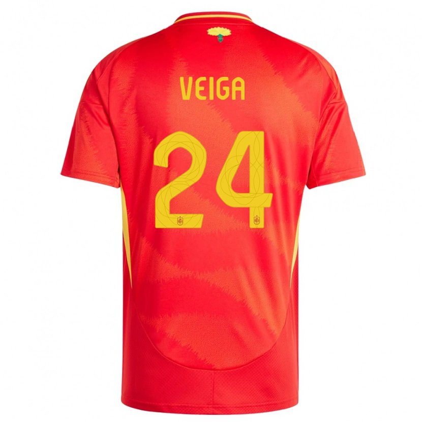 Danxen Homme Maillot Espagne Gabri Veiga #24 Rouge Tenues Domicile 24-26 T-Shirt