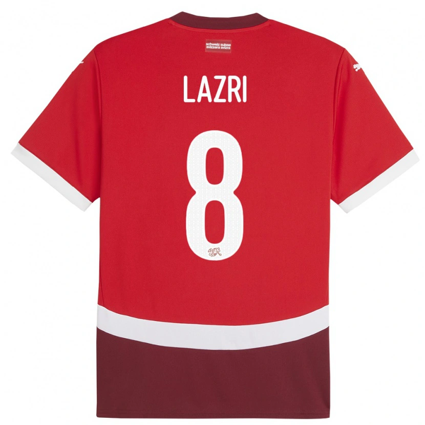 Danxen Homme Maillot Suisse Nico Lazri #8 Rouge Tenues Domicile 24-26 T-Shirt