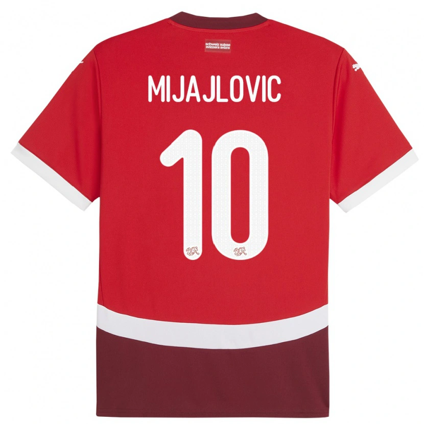Danxen Homme Maillot Suisse Mladen Mijajlovic #10 Rouge Tenues Domicile 24-26 T-Shirt