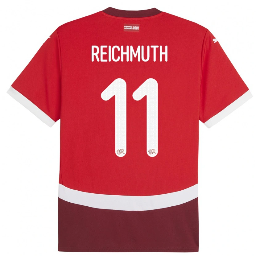 Danxen Homme Maillot Suisse Nils Reichmuth #11 Rouge Tenues Domicile 24-26 T-Shirt