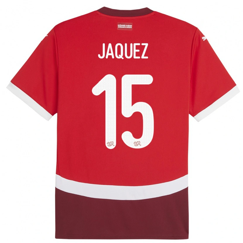 Danxen Homme Maillot Suisse Luca Jaquez #15 Rouge Tenues Domicile 24-26 T-Shirt