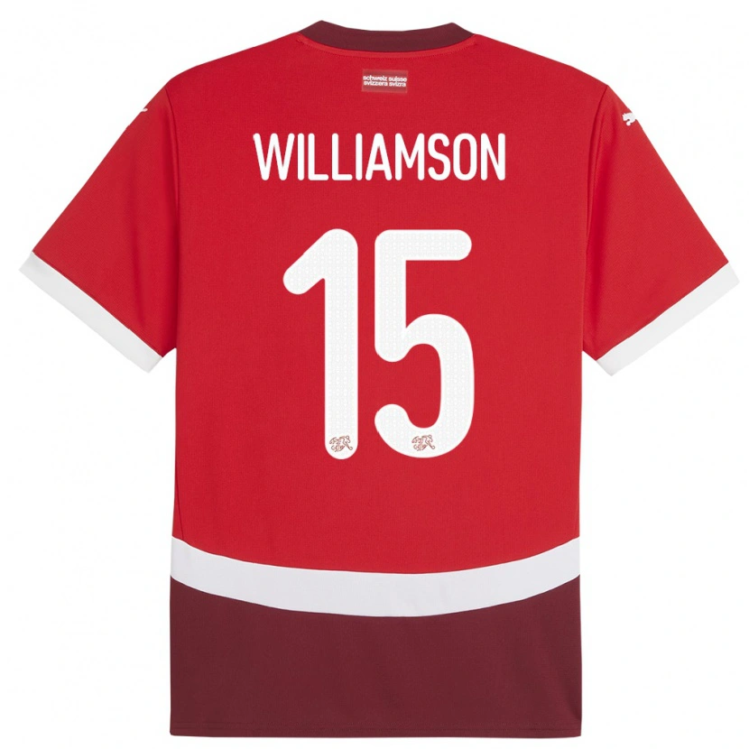 Danxen Homme Maillot Suisse Joachim Williamson #15 Rouge Tenues Domicile 24-26 T-Shirt