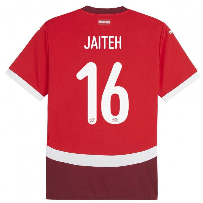 Danxen Homme Maillot Suisse Momodou Jaiteh #16 Rouge Tenues Domicile 24-26 T-Shirt