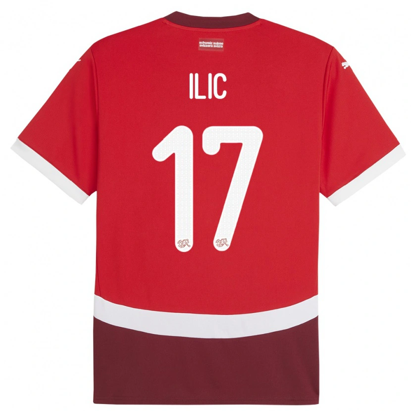 Danxen Homme Maillot Suisse Adam Ilic #17 Rouge Tenues Domicile 24-26 T-Shirt