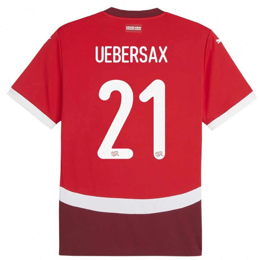 Danxen Homme Maillot Suisse Jan Uebersax #21 Rouge Tenues Domicile 24-26 T-Shirt