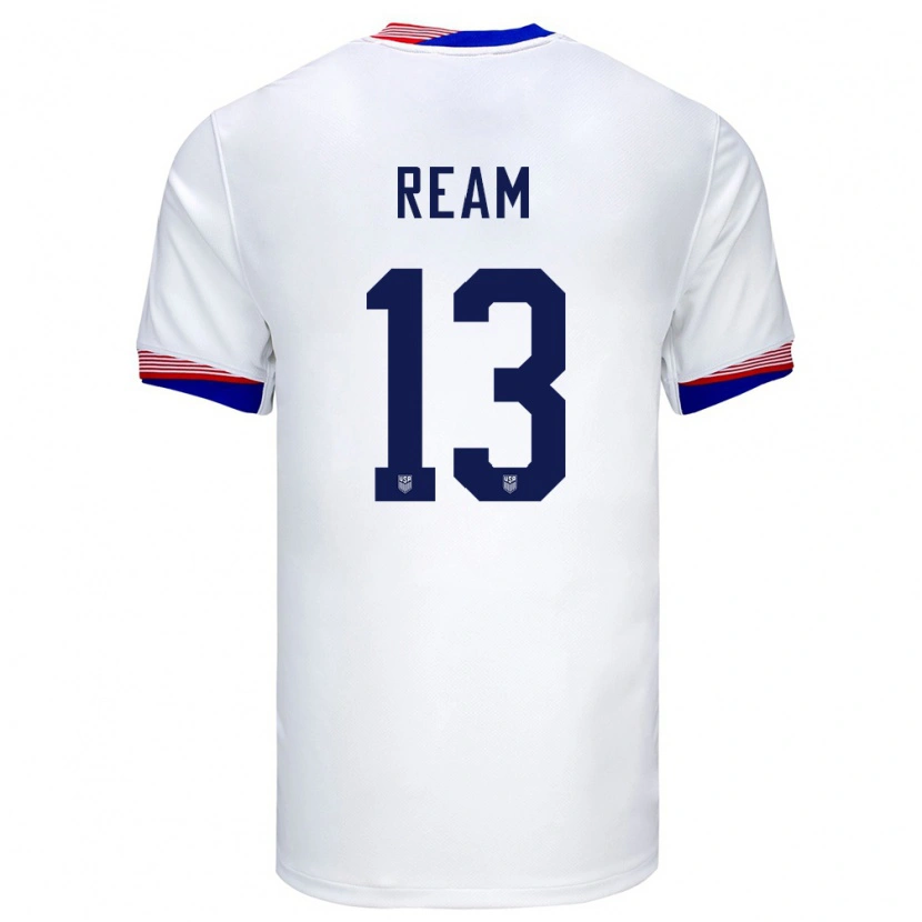 Danxen Homme Maillot États-Unis Tim Ream #13 Blanc Tenues Domicile 24-26 T-Shirt