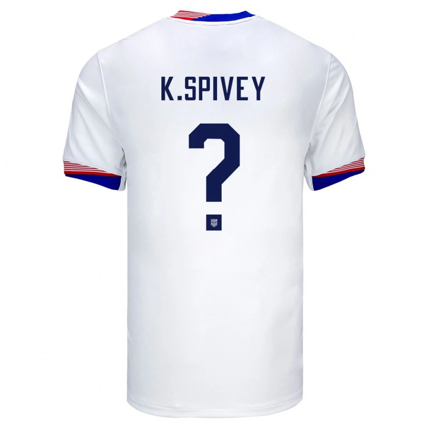 Danxen Homme Maillot États-Unis Kaedren Spivey #0 Blanc Tenues Domicile 24-26 T-Shirt