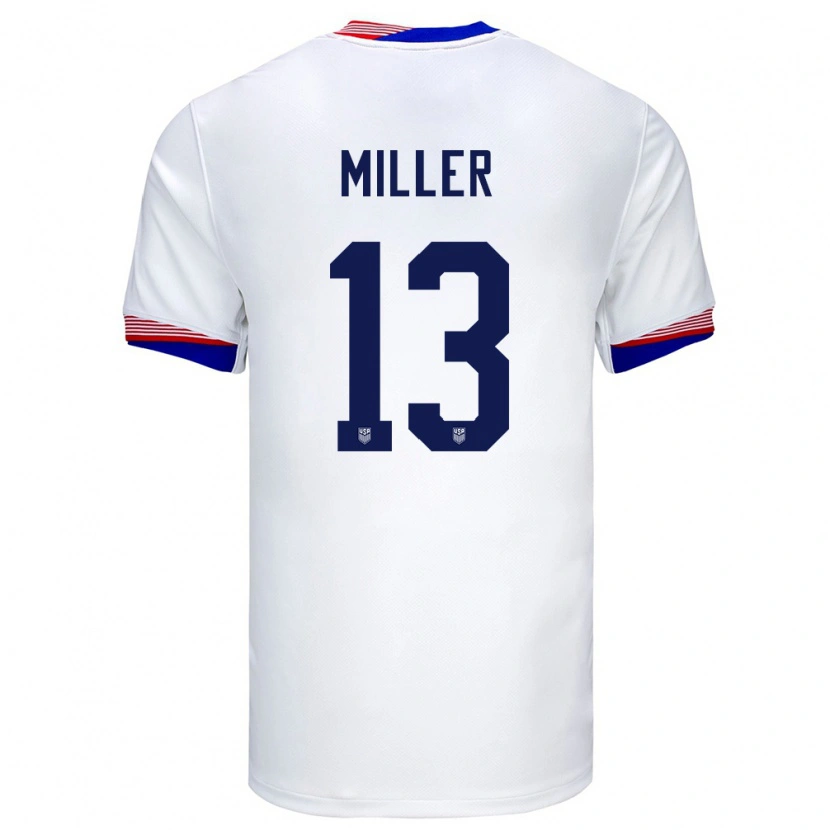Danxen Homme Maillot États-Unis Peyton Miller #13 Blanc Tenues Domicile 24-26 T-Shirt