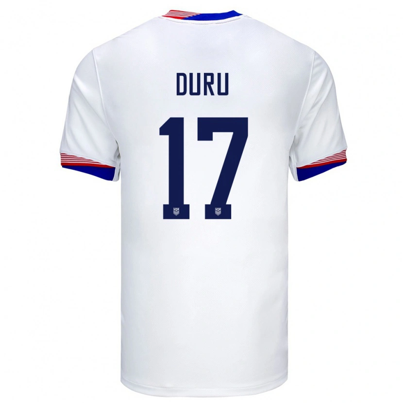 Danxen Homme Maillot États-Unis Leo Duru #17 Blanc Tenues Domicile 24-26 T-Shirt