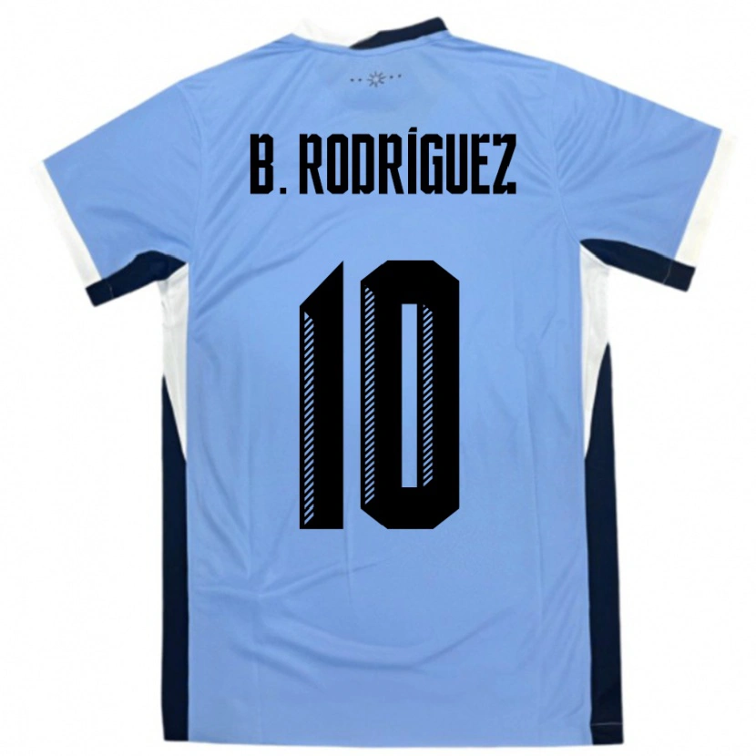 Danxen Homme Maillot Uruguay Brian Rodríguez #10 Blanc Noir Tenues Domicile 24-26 T-Shirt