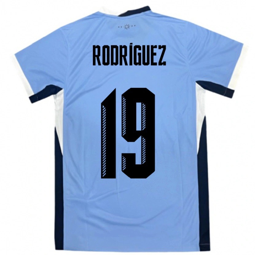 Danxen Homme Maillot Uruguay Luciano Rodríguez #19 Blanc Noir Tenues Domicile 24-26 T-Shirt