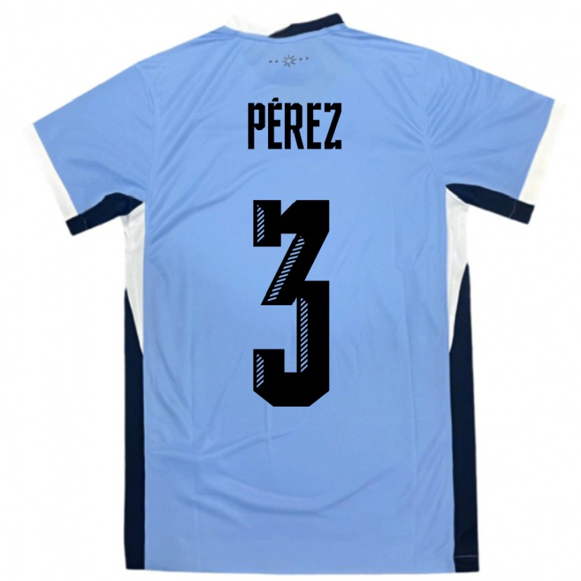 Danxen Homme Maillot Uruguay Nicolás Pérez #3 Blanc Noir Tenues Domicile 24-26 T-Shirt