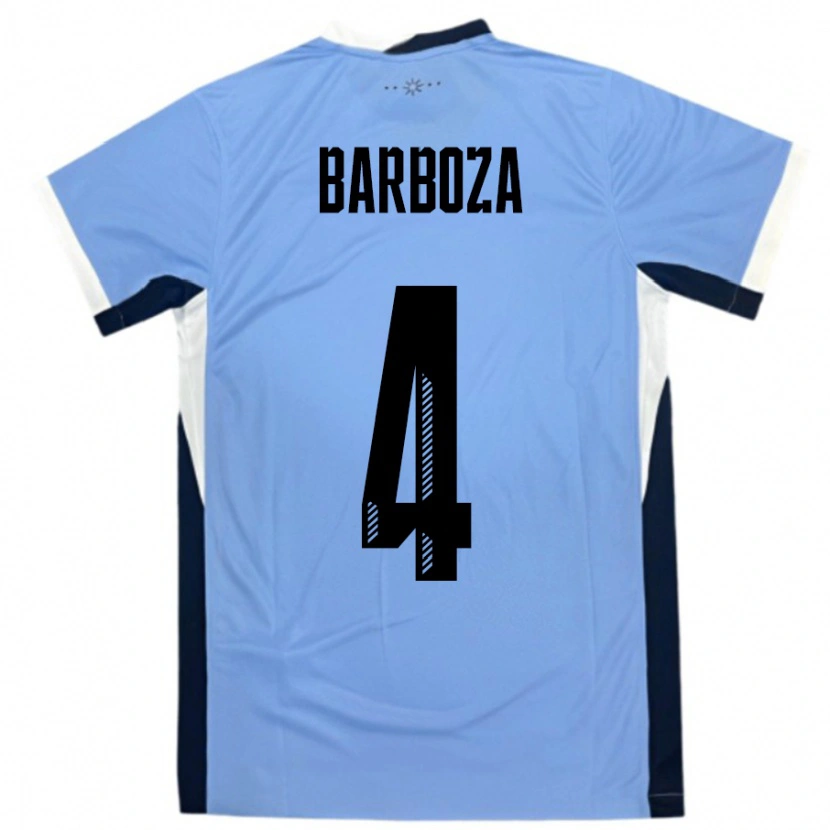 Danxen Homme Maillot Uruguay Brian Barboza #4 Blanc Noir Tenues Domicile 24-26 T-Shirt