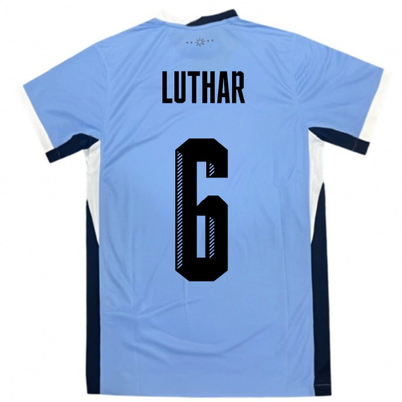 Danxen Homme Maillot Uruguay Thiago Luthar #6 Blanc Noir Tenues Domicile 24-26 T-Shirt