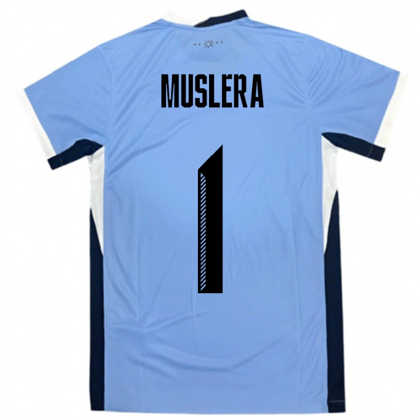 Danxen Homme Maillot Uruguay Fernando Muslera #1 Blanc Noir Tenues Domicile 24-26 T-Shirt