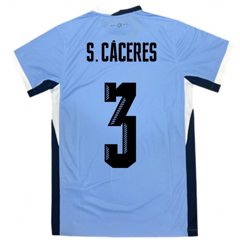 Danxen Homme Maillot Uruguay Sebastian Caceres #3 Blanc Noir Tenues Domicile 24-26 T-Shirt