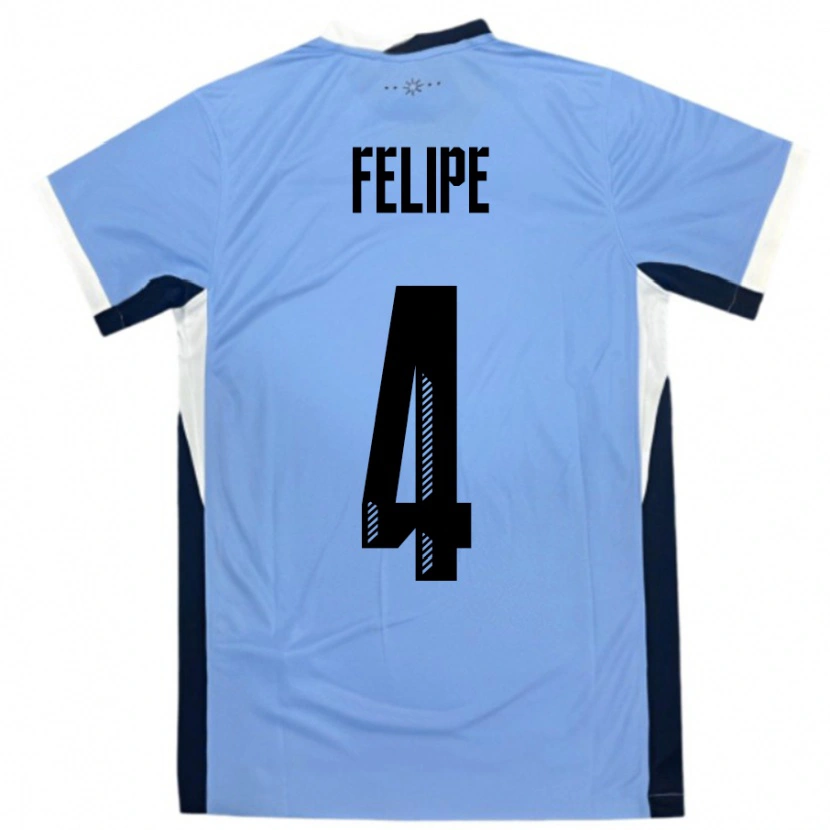 Danxen Homme Maillot Uruguay Laura Felipe #4 Blanc Noir Tenues Domicile 24-26 T-Shirt