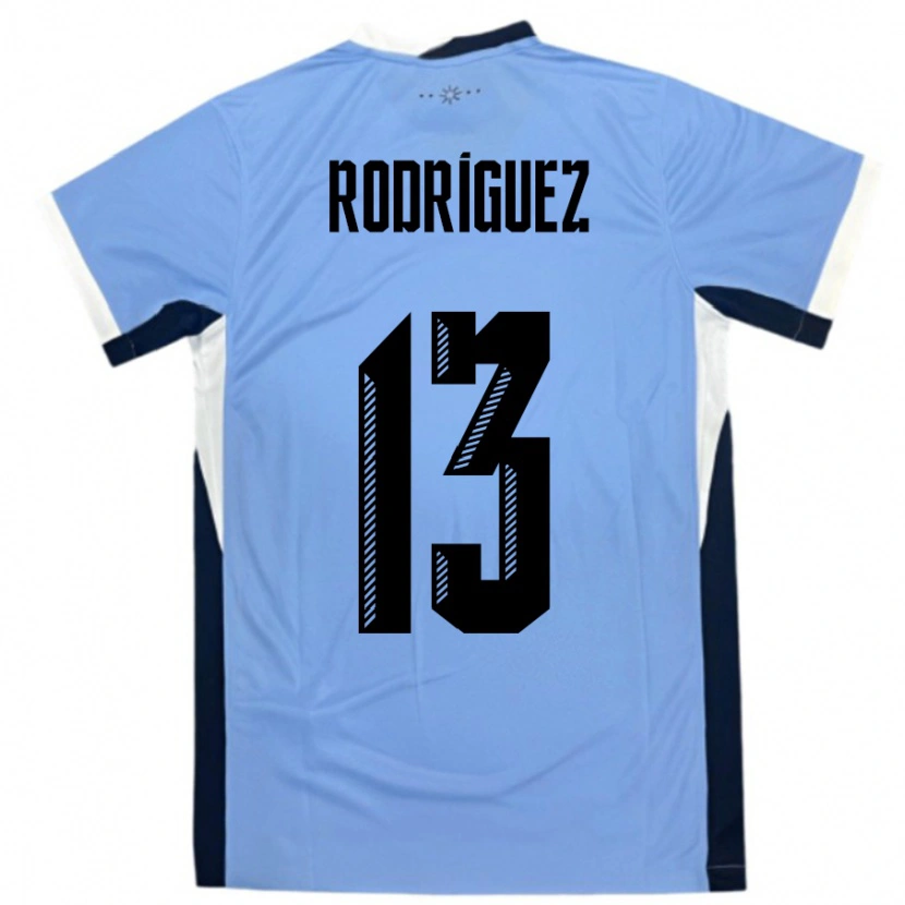 Danxen Homme Maillot Uruguay Agustin Rodriguez #13 Blanc Noir Tenues Domicile 24-26 T-Shirt