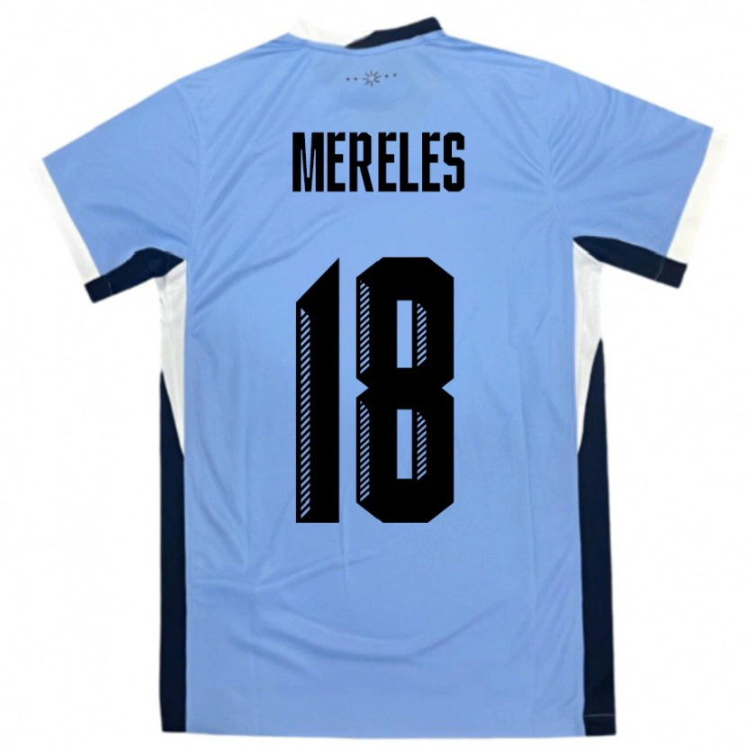Danxen Homme Maillot Uruguay Exequiel Mereles #18 Blanc Noir Tenues Domicile 24-26 T-Shirt