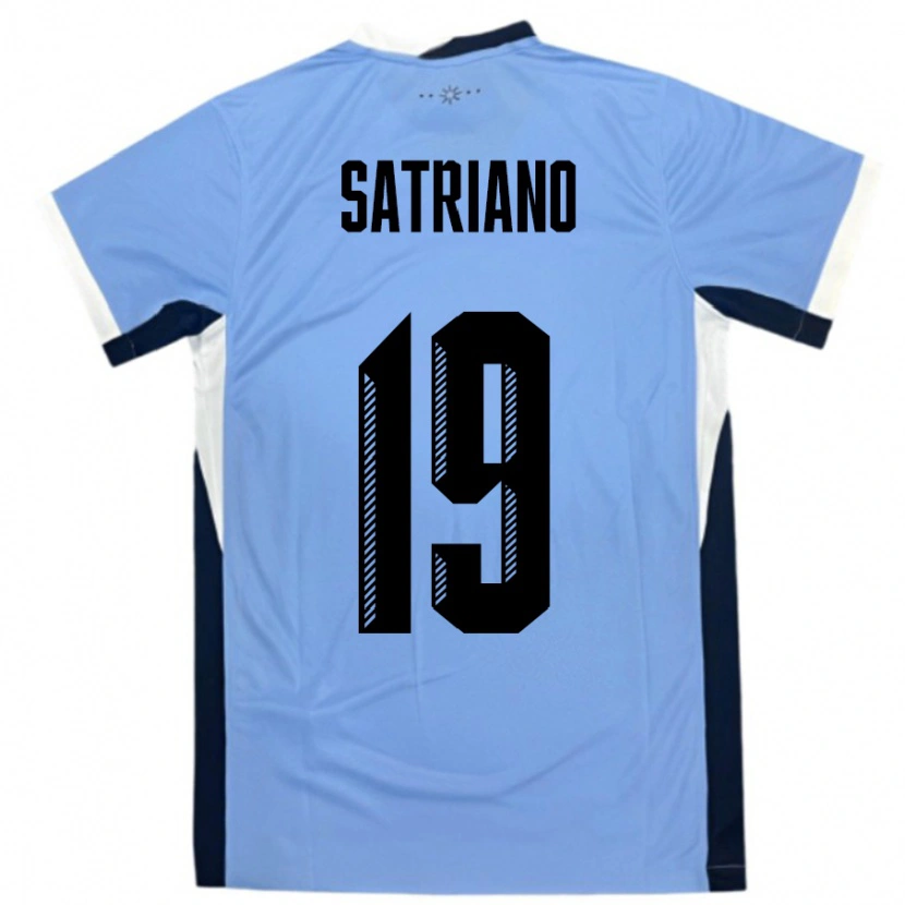 Danxen Homme Maillot Uruguay Martin Satriano #19 Blanc Noir Tenues Domicile 24-26 T-Shirt