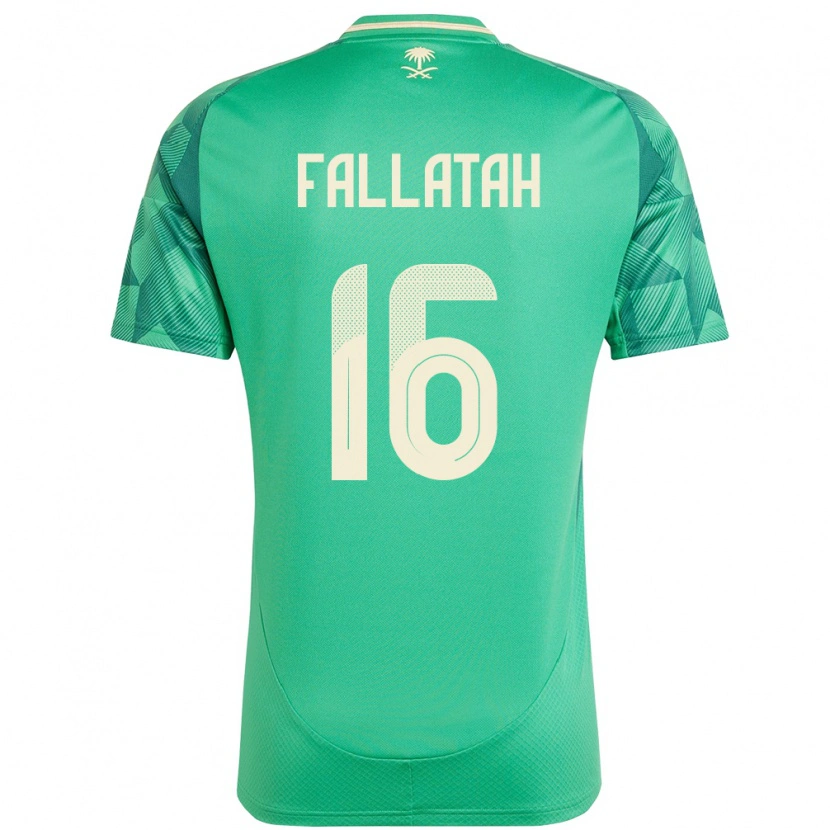 Danxen Homme Maillot Arabie Saoudite Ayman Fallatah #16 Vert Tenues Domicile 24-26 T-Shirt