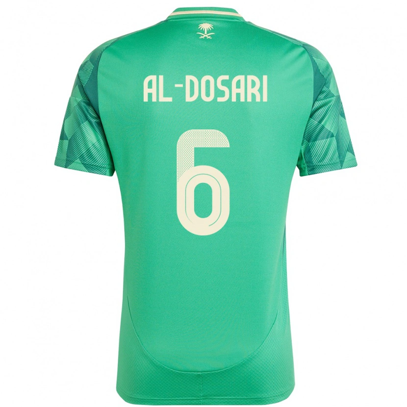 Danxen Homme Maillot Arabie Saoudite Saeed Al-Dosari #6 Vert Tenues Domicile 24-26 T-Shirt