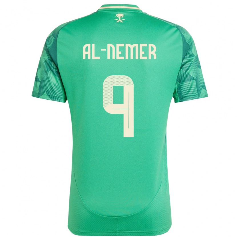 Danxen Homme Maillot Arabie Saoudite Meshari Al-Nemer #9 Vert Tenues Domicile 24-26 T-Shirt