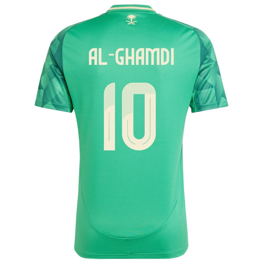Danxen Homme Maillot Arabie Saoudite Ziyad Al-Ghamdi #10 Vert Tenues Domicile 24-26 T-Shirt