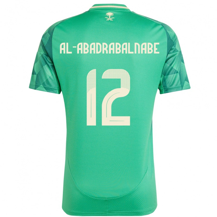 Danxen Homme Maillot Arabie Saoudite Ahmed Musallam Al-Abadrabalnabe #12 Vert Tenues Domicile 24-26 T-Shirt
